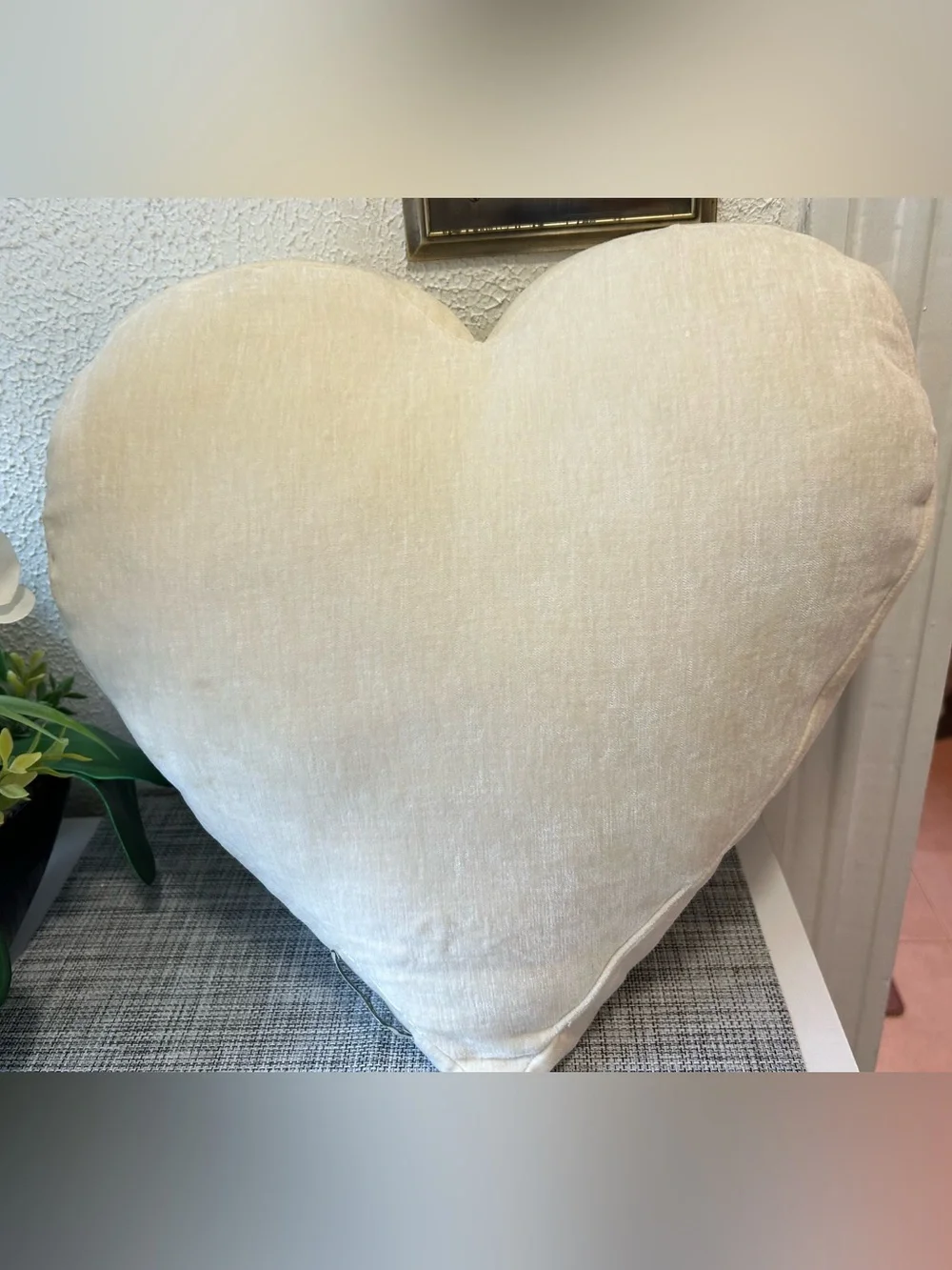 Magaschoni Home Heart-Shaped Pillow with Crystal Studs - Cream & Gold